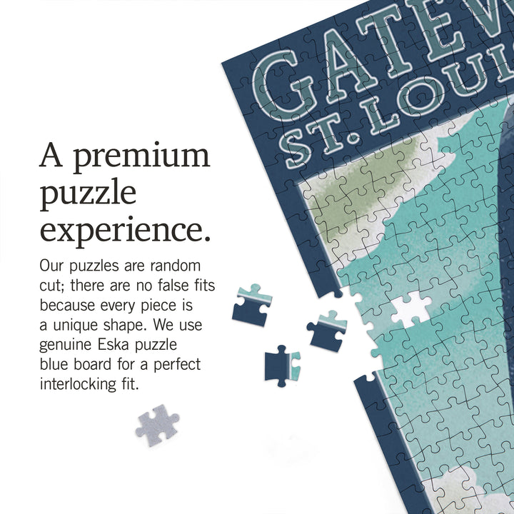 St. Louis, Missouri, Gateway Arch Lithography Style, 1000 Piece Jigsaw Puzzle