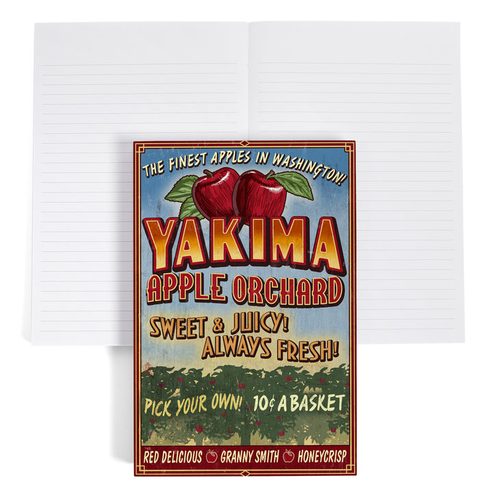 Lined 6x9 Journal, Yakima, Washington, Apple Orchard Vintage Sign, Lay Flat, 193 Pages, FSC paper