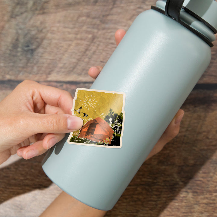 Retro Collage, Camping, Vinyl Sticker
