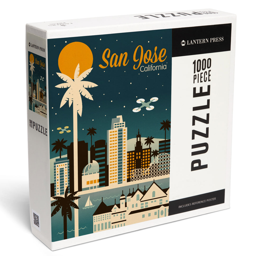 San Jose, California, Retro Skyline Series, Jigsaw Puzzle