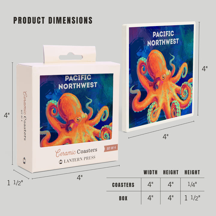 Pacific Northwest, Vivid, Octopus, Coasters