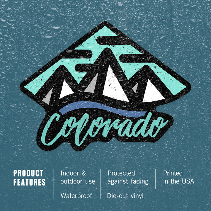 Colorado, Diamond Mountain, Contour, Lantern Press Artwork, Vinyl Sticker
