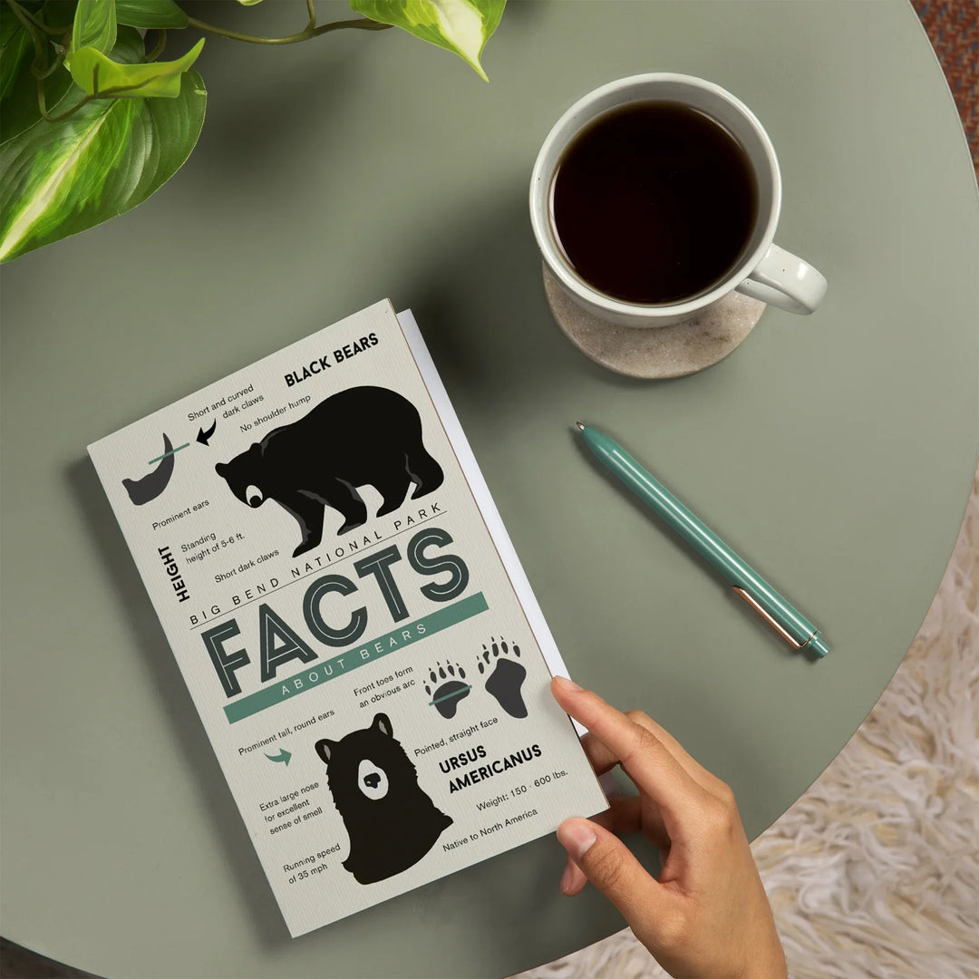 Lined 6x9 Journal, Big Bend National Park, Texas, Facts About Black Bears, Lay Flat, 193 Pages, FSC paper