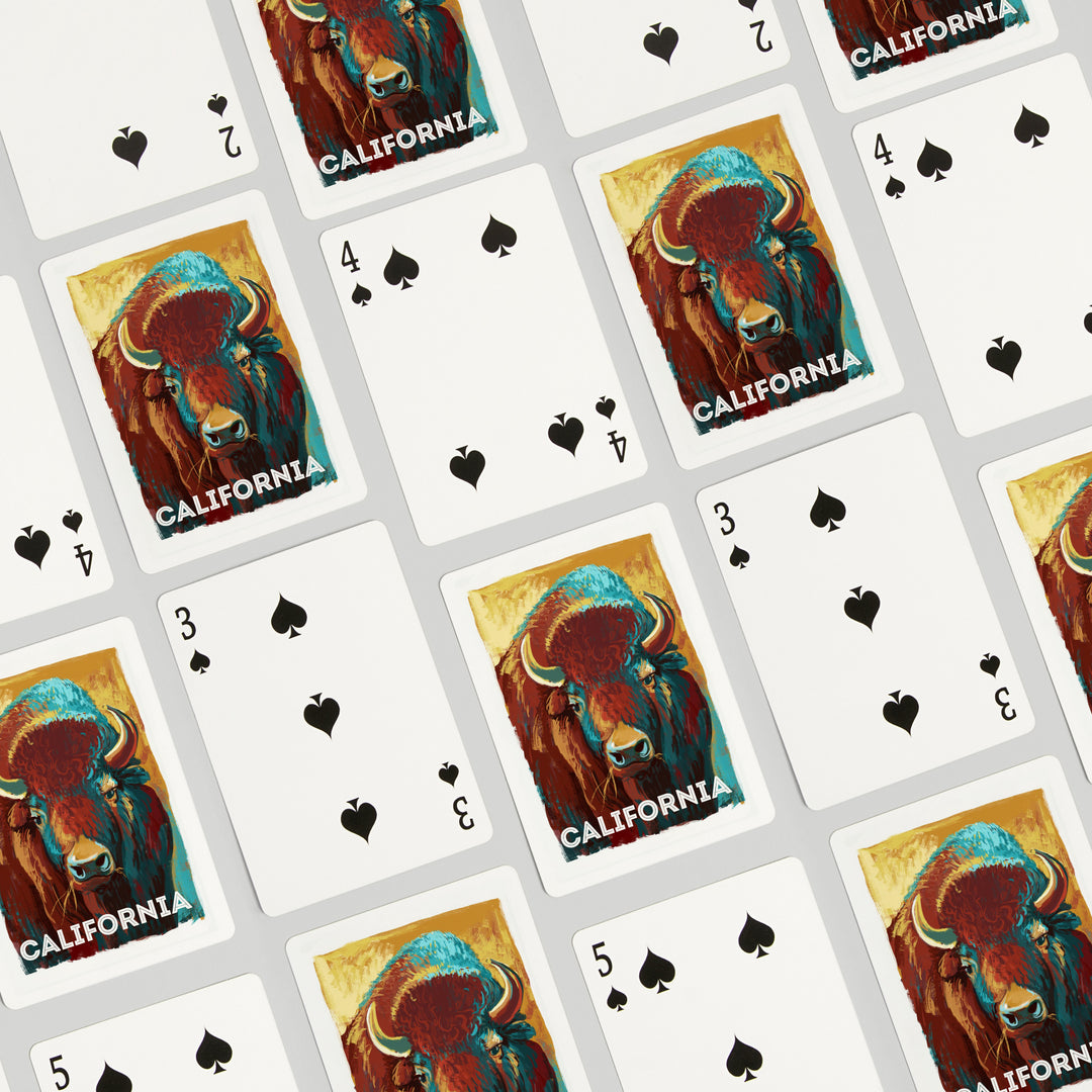 Playing Cards, California, Vivid, Bison, 52 Card Deck with Jokers in Box, Unique Art