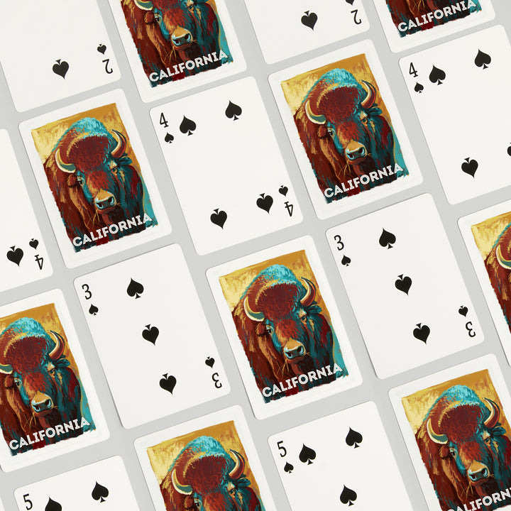 Playing Cards, California, Vivid, Bison, 52 Card Deck with Jokers in Box, Unique Art