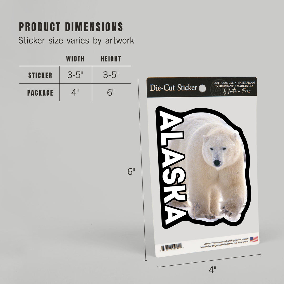 Alaska, Polar Bear, Contour, Vinyl Sticker