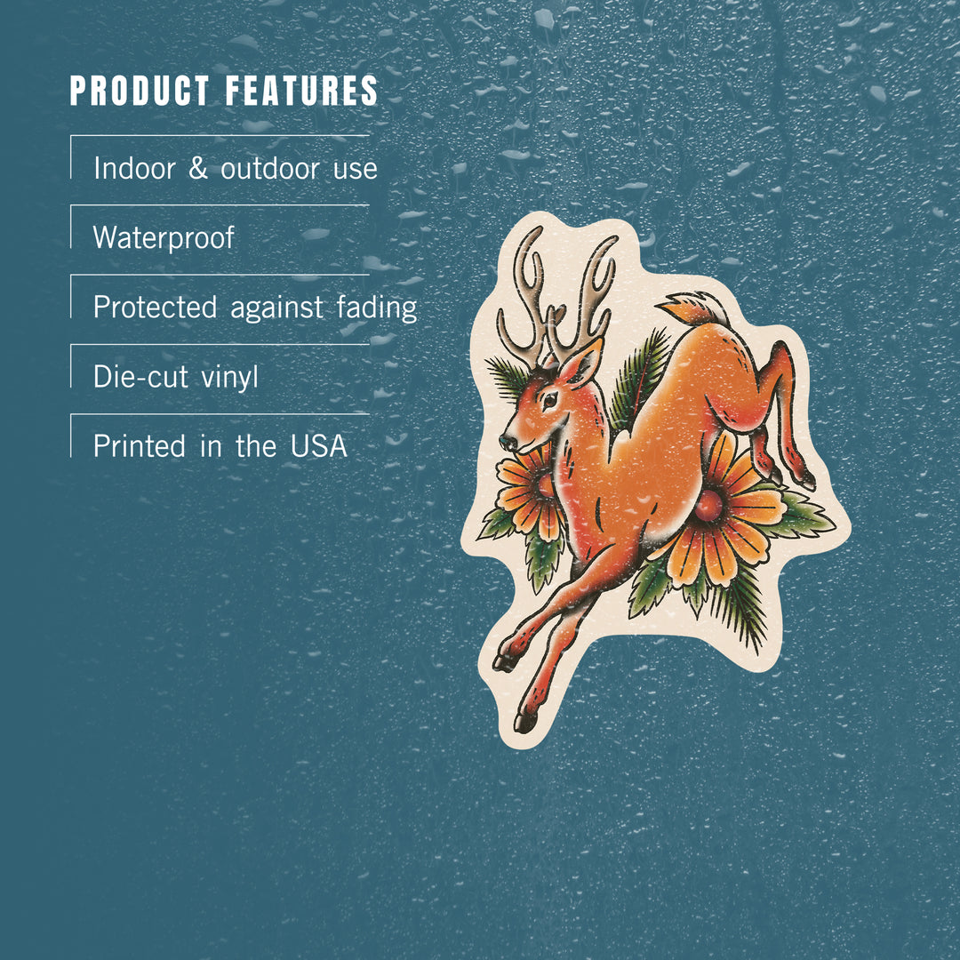 American Traditional, Whitetail Deer, Vinyl Sticker
