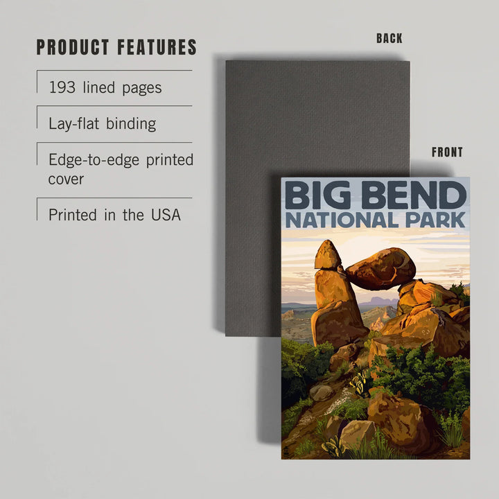 Lined 6x9 Journal, Big Bend National Park, Texas, Rock Formation, Lay Flat, 193 Pages, FSC paper