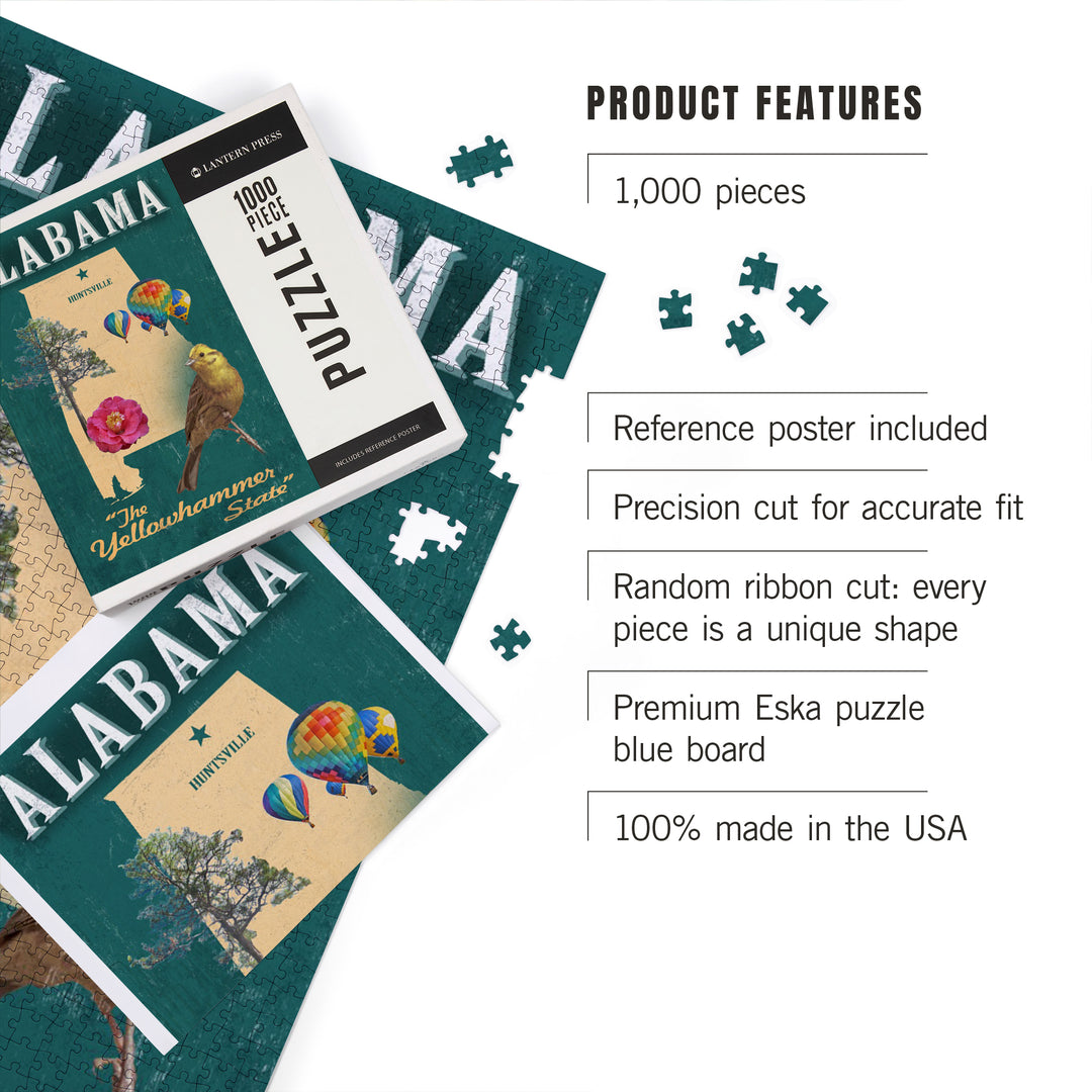 Huntsville, Alabama, State Icons, 1000 Piece Jigsaw Puzzle