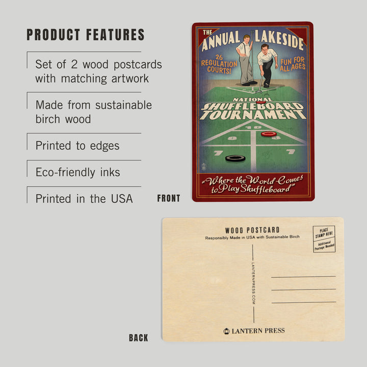 Lakeside, Ohio, Shuffleboard Tournament Vintage Sign, Wood Sign and Postcards