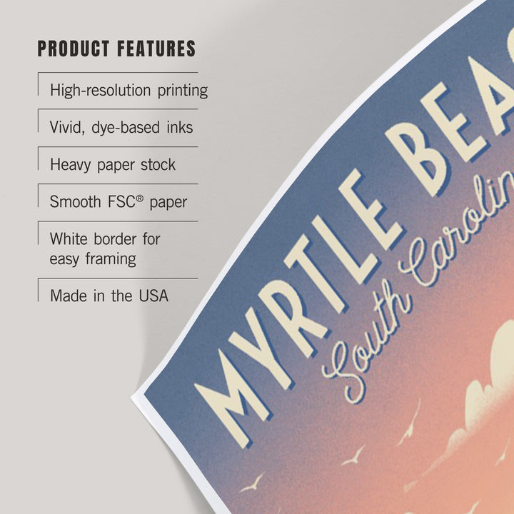 Myrtle Beach, South Carolina, Lithograph, Enjoy the Ride, Longboards and Scooters, Art & Giclee Prints