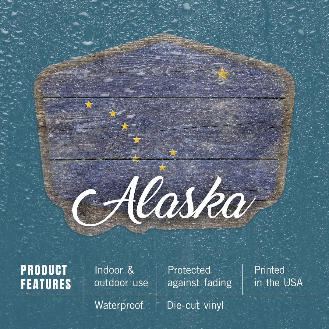 Alaska, State Flag, Rustic Painting, Contour, Vinyl Sticker