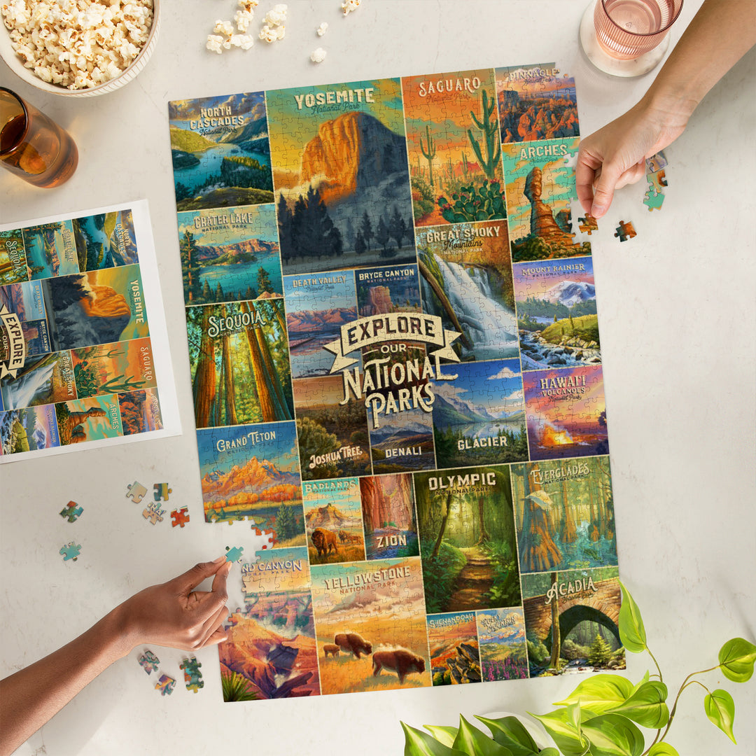 Oil Painting National Park Series, Collage, Explore our National Parks, Jigsaw Puzzle