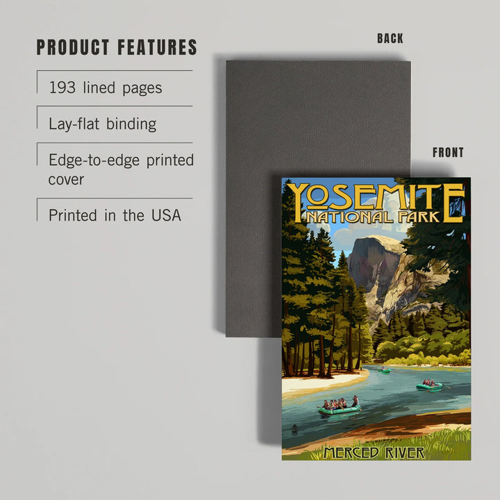 Lined 6x9 Journal, Yosemite National Park, California, Merced River Rafting, Lay Flat, 193 Pages, FSC paper