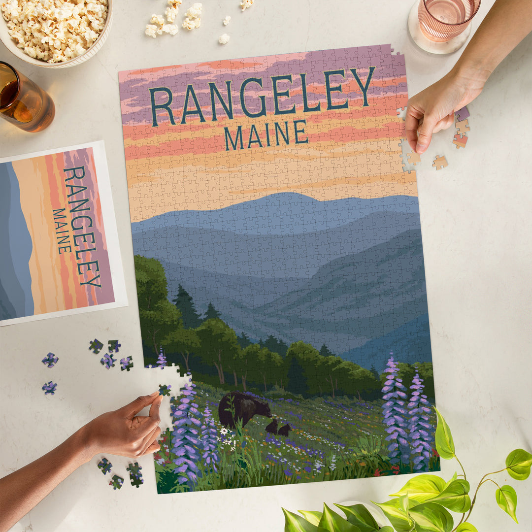 Rangeley, Maine, Bear and Spring Flowers, Jigsaw Puzzle