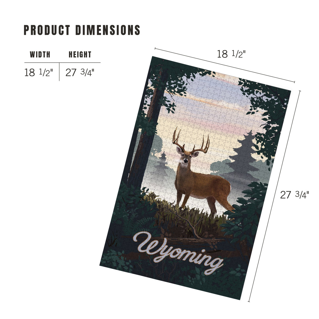 Wyoming, Painterly, Deer and Sunrise, 1000 Piece Jigsaw Puzzle