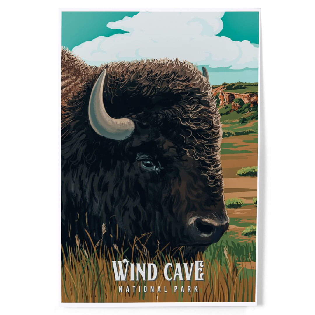 Wind Cave National Park, South Dakota, Bison, Painterly National Park Series, Art & Giclee Prints