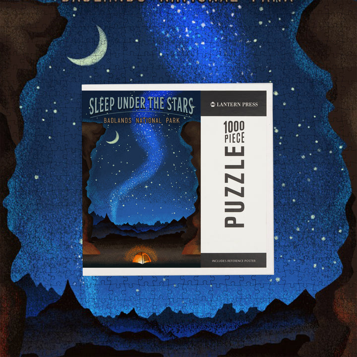 Badlands National Park, South Dakota, Sleep Under the Stars, Tent and Night Sky, Jigsaw Puzzle