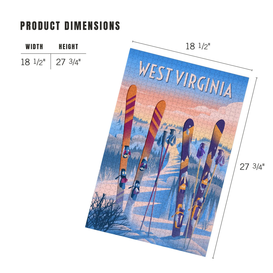 West Virginia, Prepare for Takeoff, Skis in Snowbank, 1000 Piece Jigsaw Puzzle