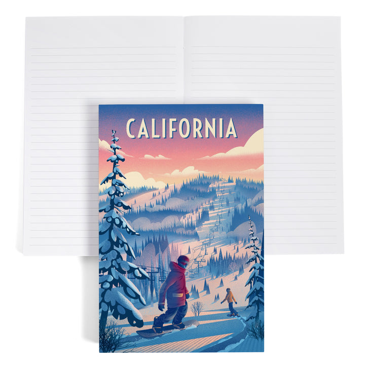 Lined 6x9 Journal, California, Shred the Gnar, Snowboarding, Lay Flat, 193 Pages, FSC paper