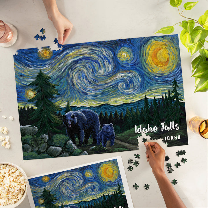Idaho Falls, Idaho, Starry Night, Bear and Cub, Jigsaw Puzzle