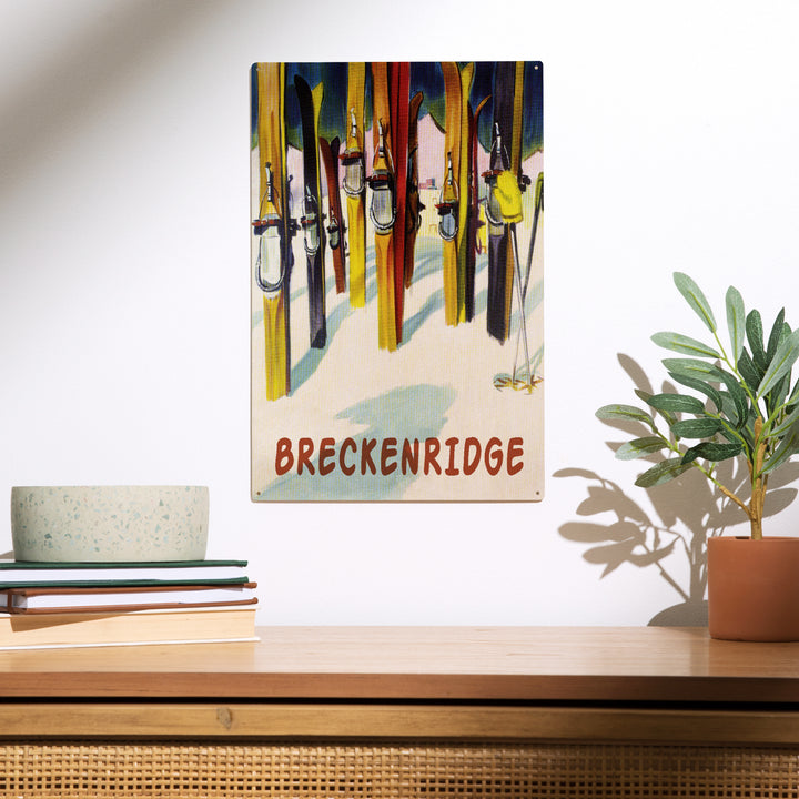 Breckenridge, Colorado, Colorful Skis, Wood Sign and Postcards
