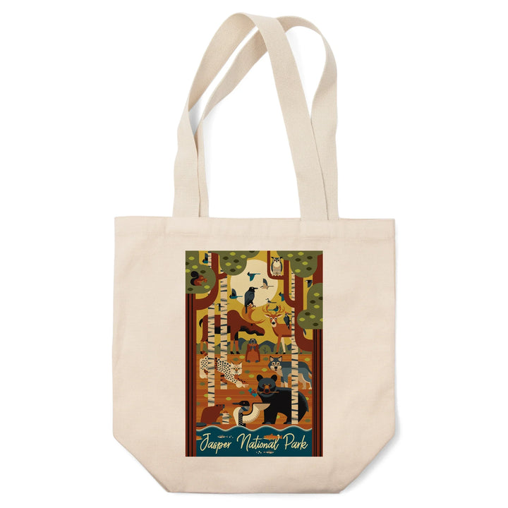 Jasper National Park, Canada, Forest Animals, Geometric, Tote Bag