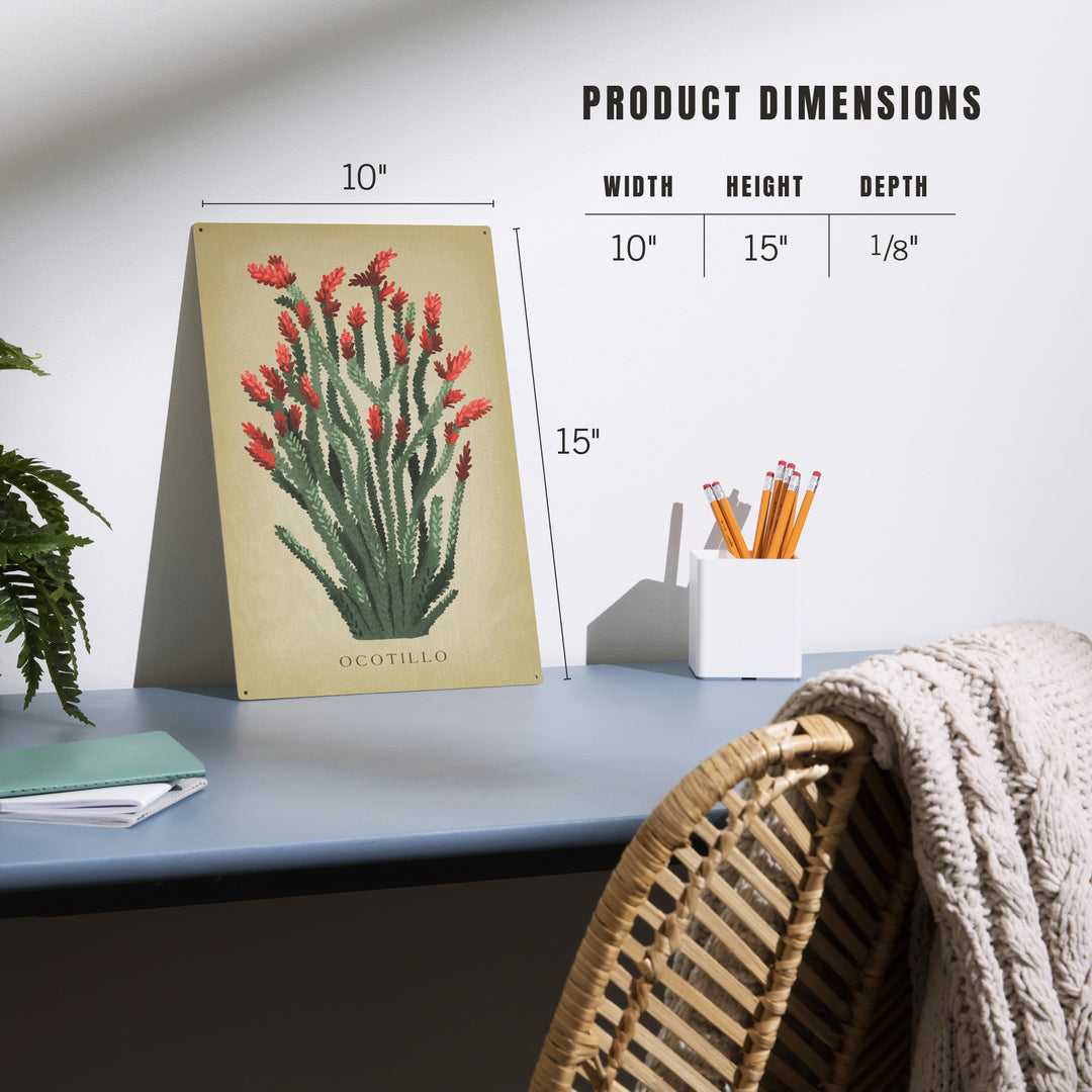 Ocotillo, Vintage Flora, Wood Sign and Postcards