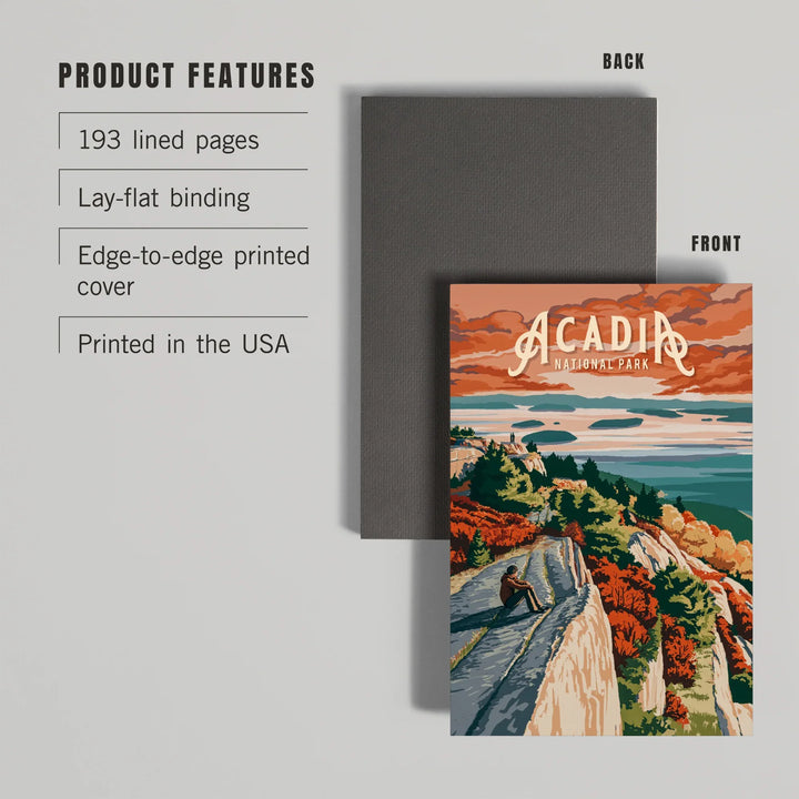 Lined 6x9 Journal, Acadia National Park, Maine, Painterly National Park Series, Lay Flat, 193 Pages, FSC paper