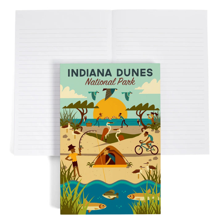 Lined 6x9 Journal, Indiana Dunes National Park, Indiana, Geometric National Park Series, Lay Flat, 193 Pages, FSC paper