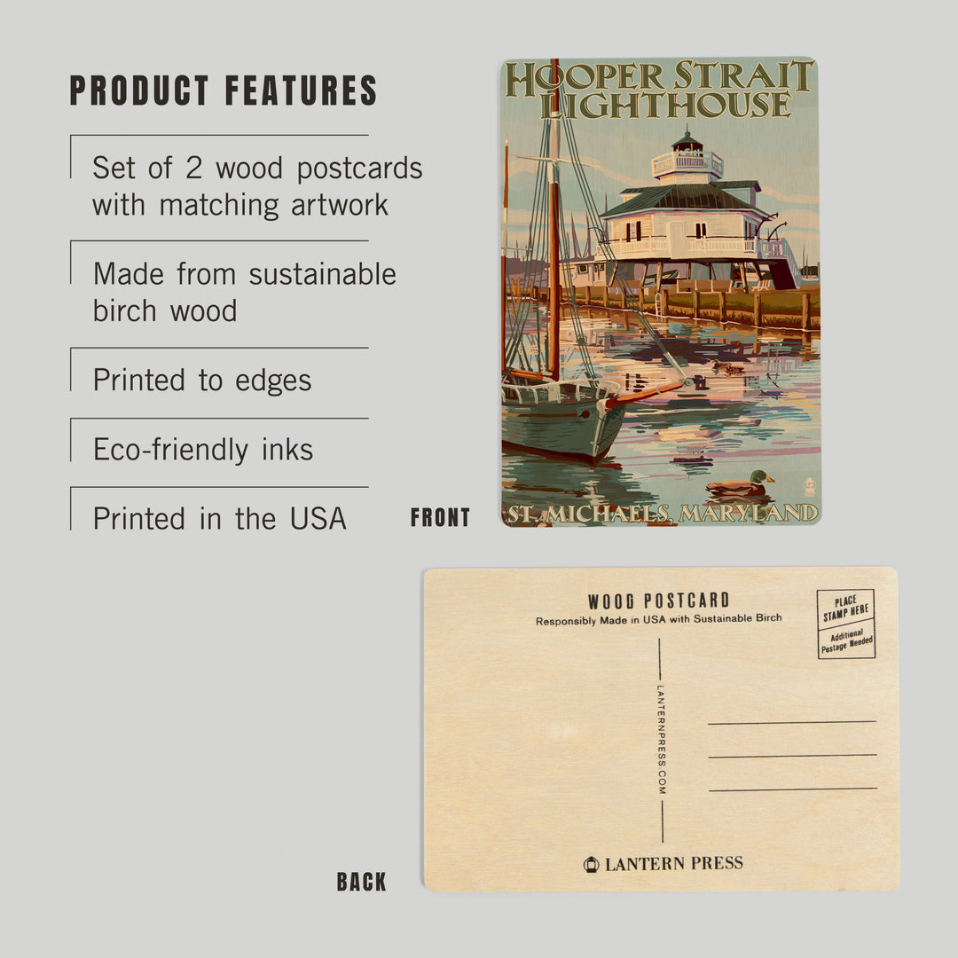 St. Michaels, Maryland, Hooper Strait Lighthouse, Wood Sign and Postcards