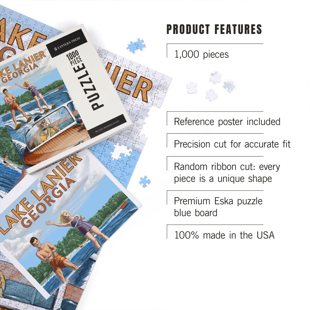 Lake Lanier, Georgia, Water Skiing, 1000 Piece Jigsaw Puzzle