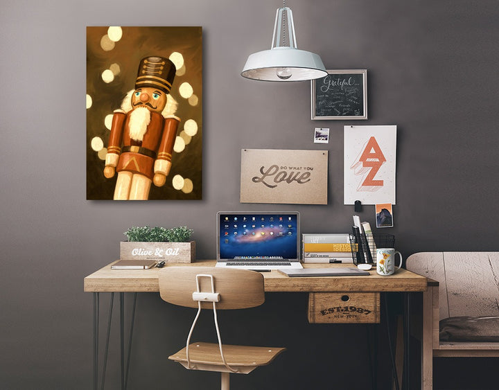Nutcracker, Christmas Oil Painting, Lantern Press Artwork, Stretched Canvas