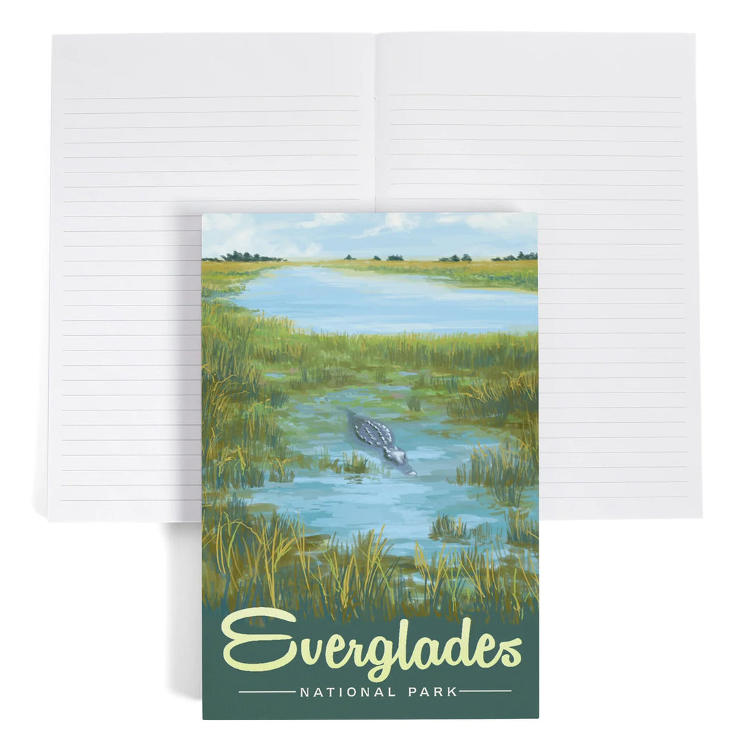 Lined 6x9 Journal, Everglades National Park, Alligator, Lay Flat, 193 Pages, FSC paper
