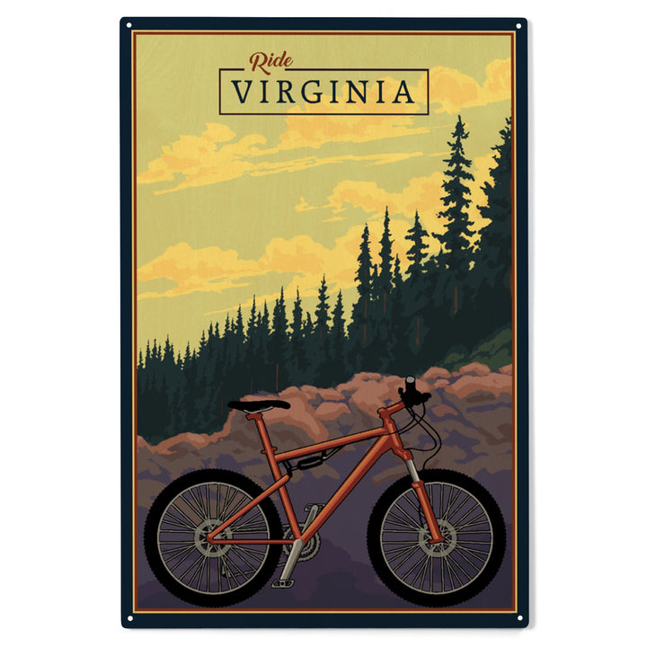 Virginia, Mountain Bike, Ride the Trails, Wood Sign and Postcards