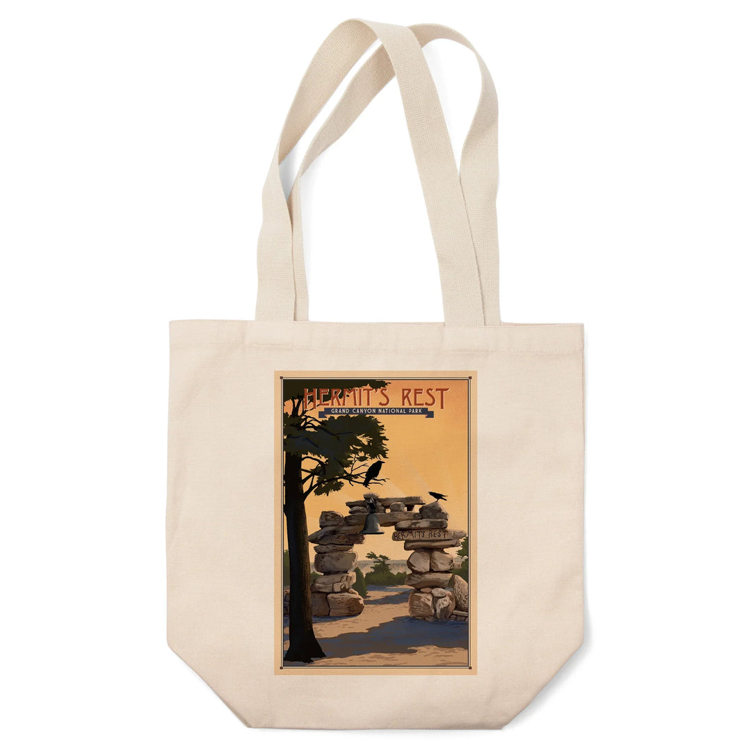 Grand Canyon National Park, Arizona, Hermits Rest, Lithograph National Park Series, Tote Bag