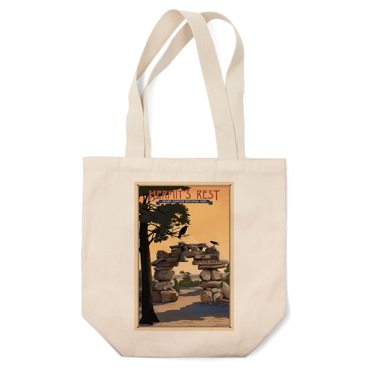 Grand Canyon National Park, Arizona, Hermits Rest, Lithograph National Park Series, Tote Bag