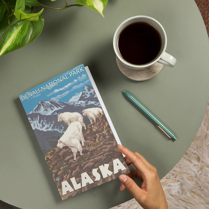 Lined 6x9 Journal, Mountain Goats Scene, Denali National Park, AK, Lay Flat, 193 Pages, FSC paper
