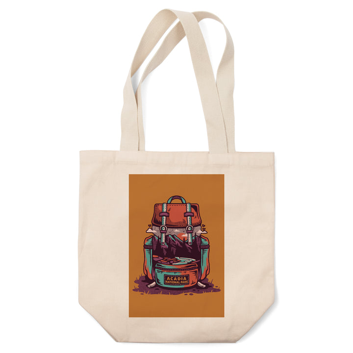 Acadia National Park, Maine, Backpack, Wander More, Distressed Vector, Tote Bag