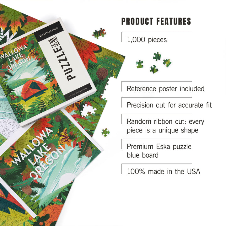 Wallowa Lake, Oregon, Get Outside Series, Tent Camping, Fall Colors, 1000 Piece Jigsaw Puzzle