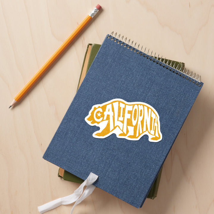 California, Typography, Bear Outline, Vinyl Sticker