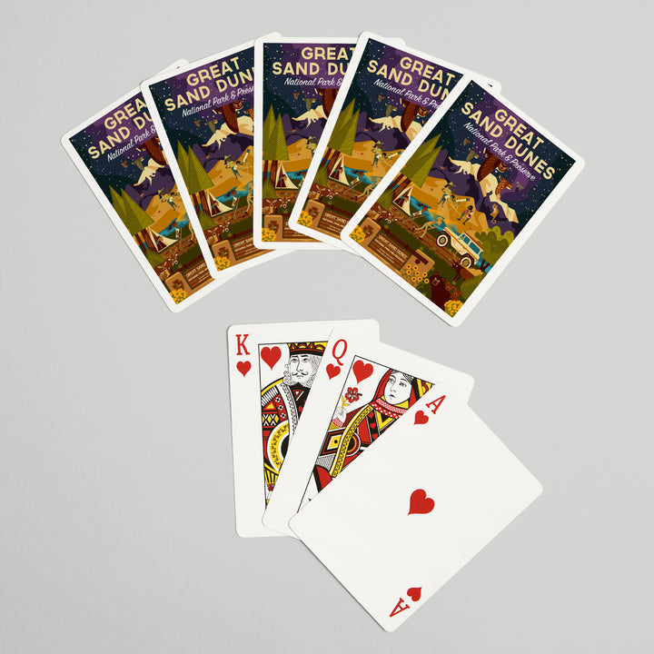 Playing Cards, Great Sand Dunes National Park and Preserve, Colorado, Geometric Night Scene, 52 Card Deck with Jokers in Box, Unique Art