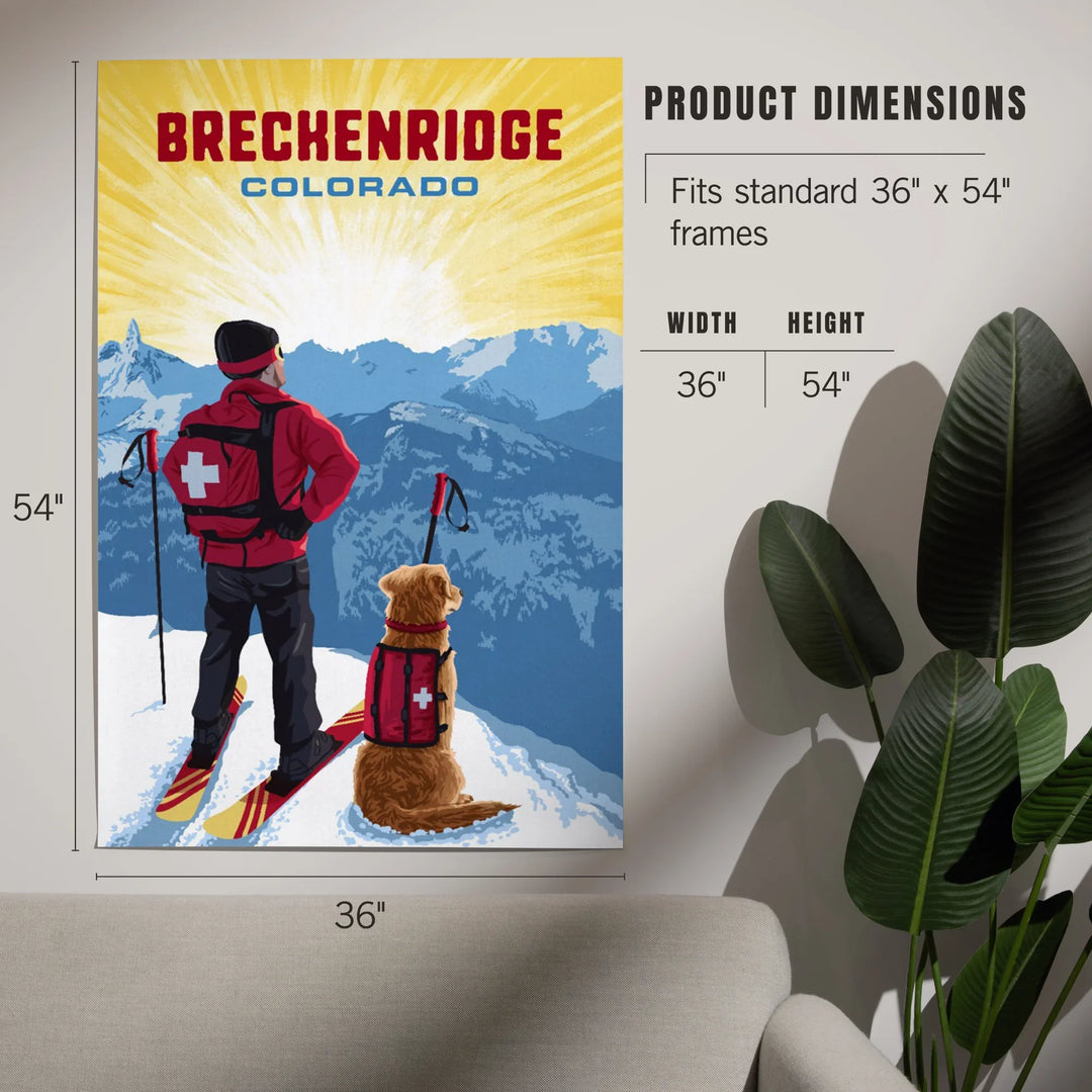 Breckenridge, Colorado, Painterly, Ski Patrol with Avalanche Dog, Art & Giclee Prints