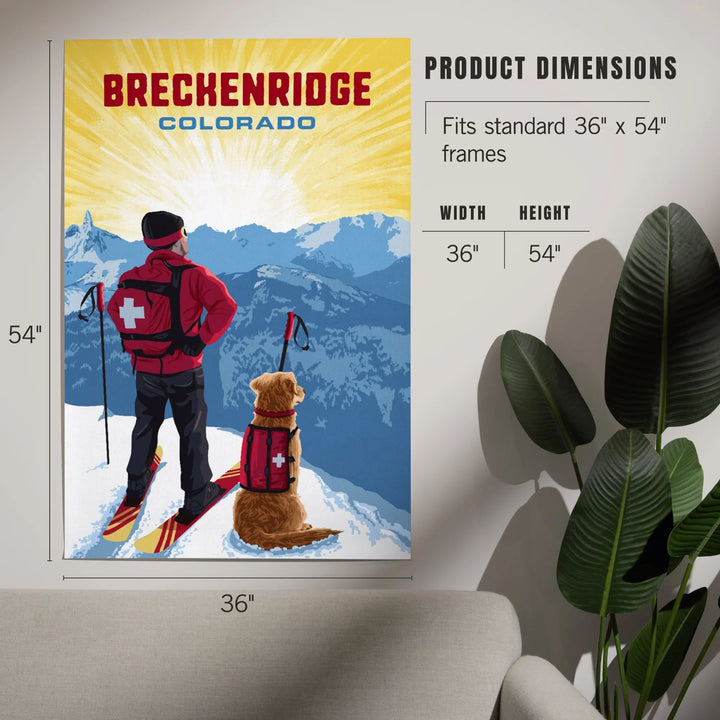 Breckenridge, Colorado, Painterly, Ski Patrol with Avalanche Dog, Art & Giclee Prints
