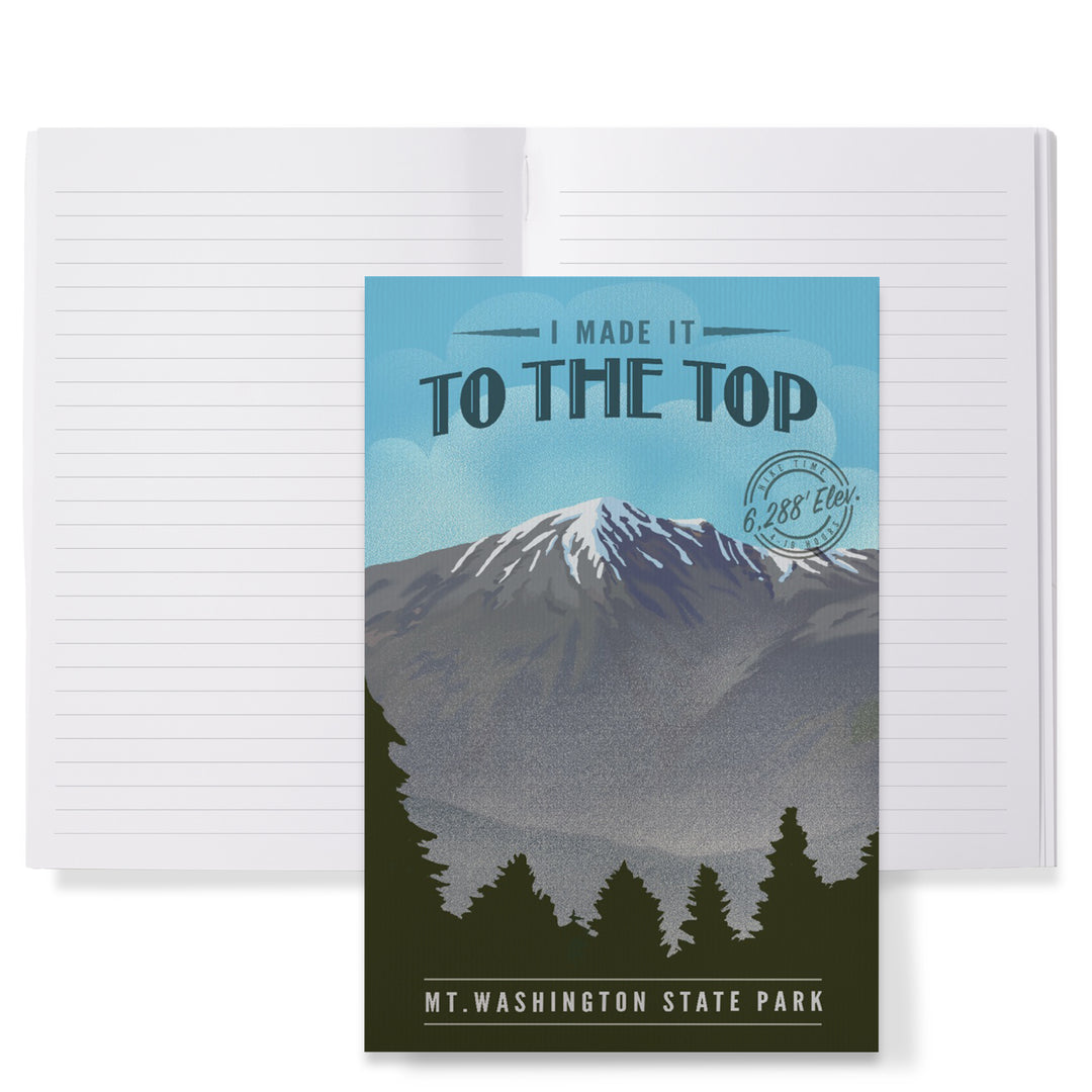 Lined 6x9 Journal, Mt. Washington State Park, New Hampshire, I Made it to the Top, Lithograph, Lay Flat, 193 Pages, FSC paper