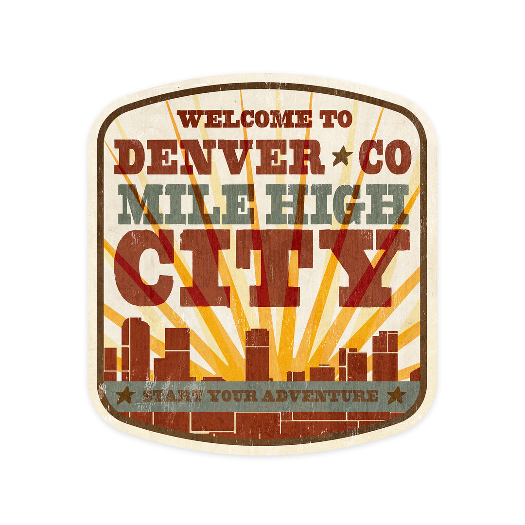 Denver, Colorado, Mile High City, Sunburst, Start Your Adventure, Contour, Vinyl Sticker