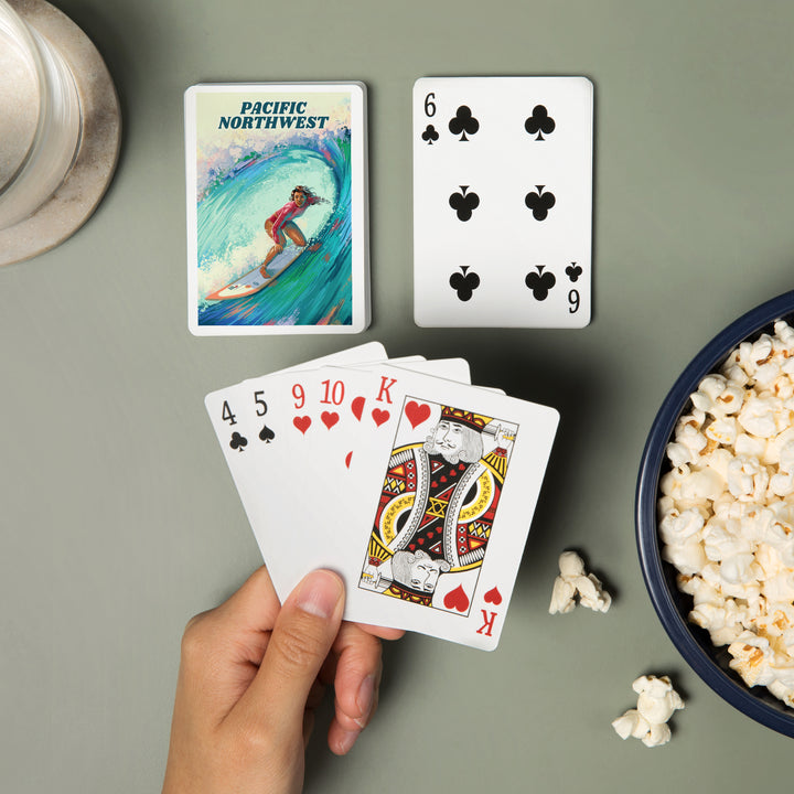 Playing Cards, Pacific Northwest, Vitamin Sea, Coastal Series, Surfer Girl, 52 Card Deck with Jokers in Box, Unique Art