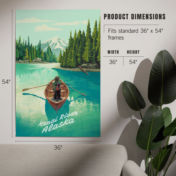 Kenai River, Alaska, Quiet Explorer, Boating, Mountain, Art & Giclee Prints