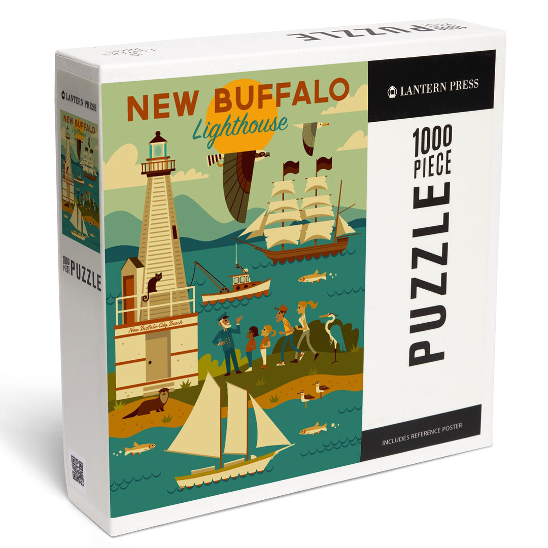 New Buffalo Lighthouse, Michigan, Geometric, 1000 Piece Jigsaw Puzzle