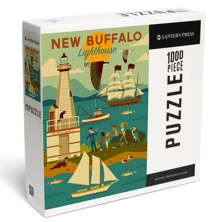 New Buffalo Lighthouse, Michigan, Geometric, 1000 Piece Jigsaw Puzzle